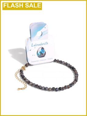 Natural Stone Beaded Anklet for Women, 4mm Crystal Anklet, Gold Chain